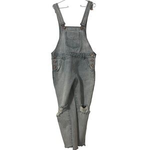 ONE X ONE TEASPOON Hooligan Denim Distressed Jeans Overalls Sz 26 Relaxed